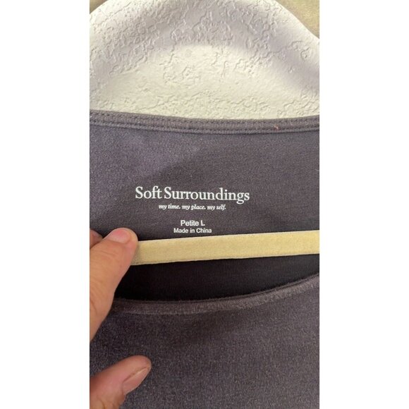 Soft Surroundings Tunic Top womens sz L/P 3/4 sleeve Zippered Pockets - Picture 3 of 9